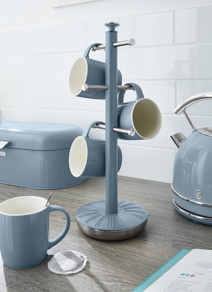 Swan Retro Kitchen Roll Holder & Mug Tree Set SWKA1054BLN (Blue)