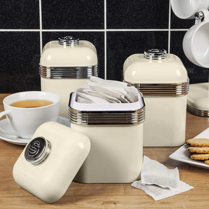 Swan Cream Beige Kitchen Set Kettle 4 Slice Toaster Bread Bin Canisters Roll Holder Mug Tree