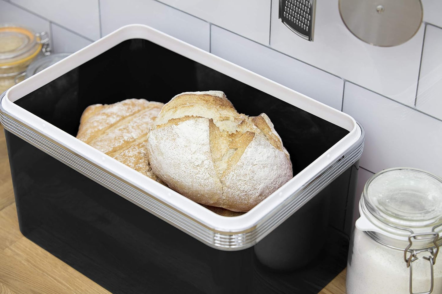 Swan Retro Bread Bin & Canisters Kitchen Storage Set (Black) Bread Bin & Canister Sets