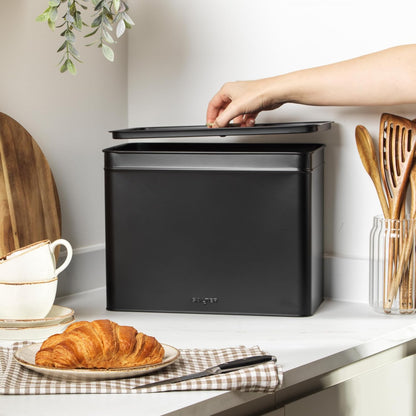 Salter Alchemy Kettle, 4 Slice Toaster, Bread Bin & Canisters Kitchen Set (Black/Gold)