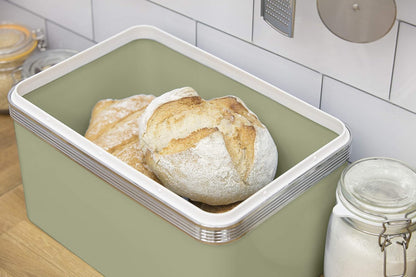 Swan Green Bread Bin Metal Large 18L Stainless Steel Retro SWKA1010GN