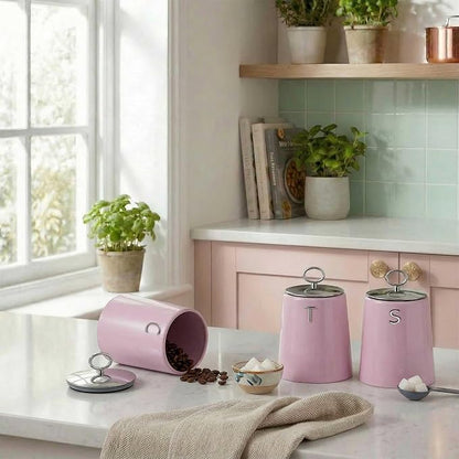 Salter Salter Retro Kettle, 2 Slice Toaster & Canisters Kitchen Set (Pink)