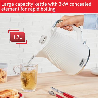 Tefal Loft Kettle & 4 Slice Toaster Matching Kitchen Set (White)