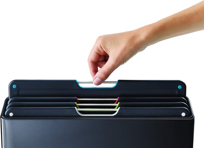 Joseph Joseph Folio 4-Piece Colour-Coded Chopping Board Set, Steel Slimline Case, Large, Carbon Black