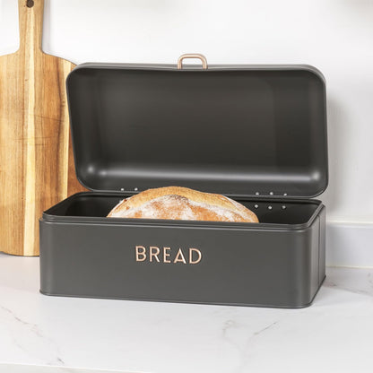 Salter Salter Pebble Bread Bin & Tea, Coffee, Sugar Canisters Storage Set (Charcoal)