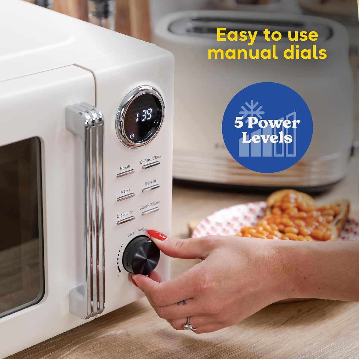Russell Hobbs Hanley 20L 800W Digital Microwave RHMD838JW (Jasmine White)