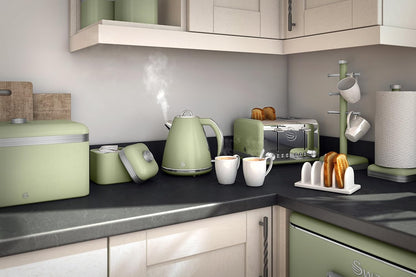 Swan Retro Kettle & 2 Slice Toaster Kitchen Set - Green