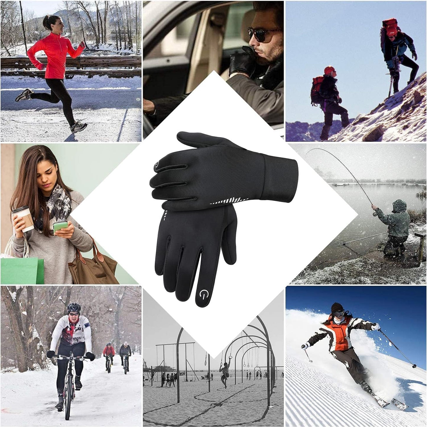 Winter Thermal Gloves Touch-Screen Warm Unisex (Adults Large)