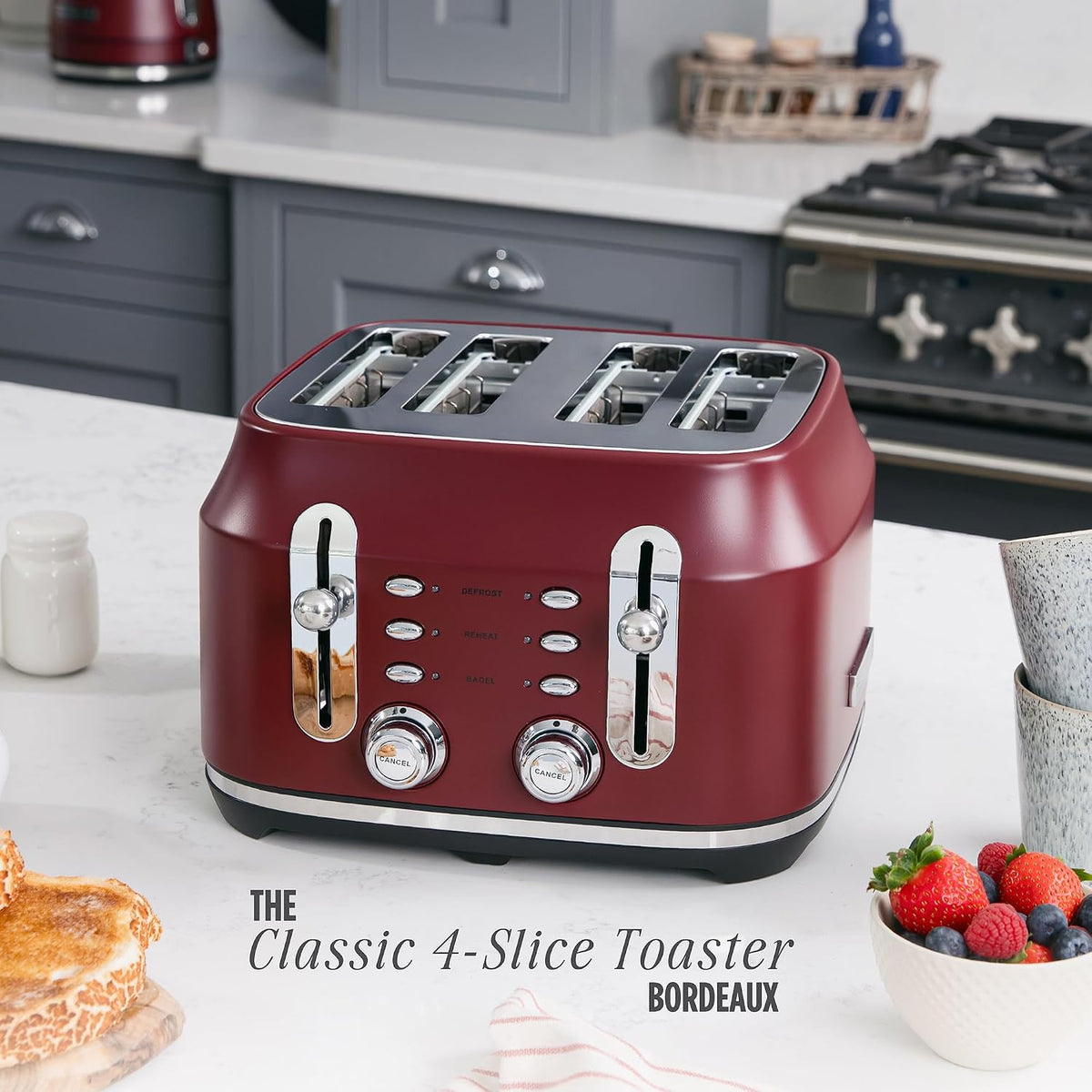 Rangemaster Classic 4 Slice Toaster RMCL4S304BU (Bordeaux Red)