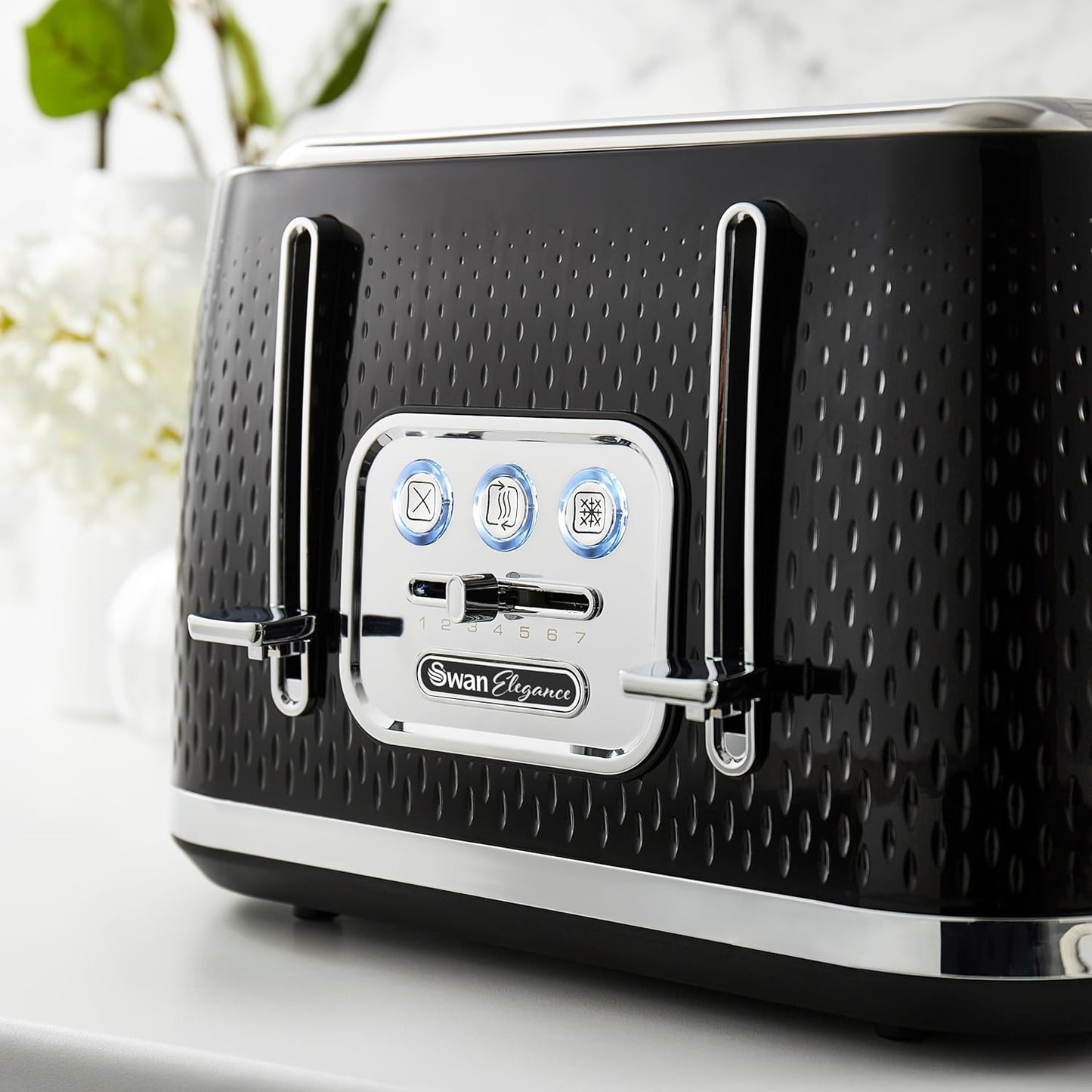 Swan Elegance 4 Slice Toaster Wide Slots ST19025BLK (Black)