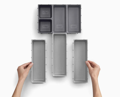 Joseph Joseph Blox 7-piece Plastic Storage Trays Drawer Organiser (Grey)