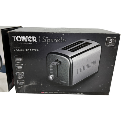 Tower Infinity Kettle & 2 Slice Toaster Kitchen Set (Black Sparkle)