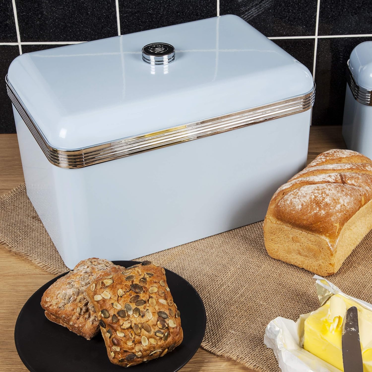 Swan Retro Bread Bins Blue Bread Bin Large