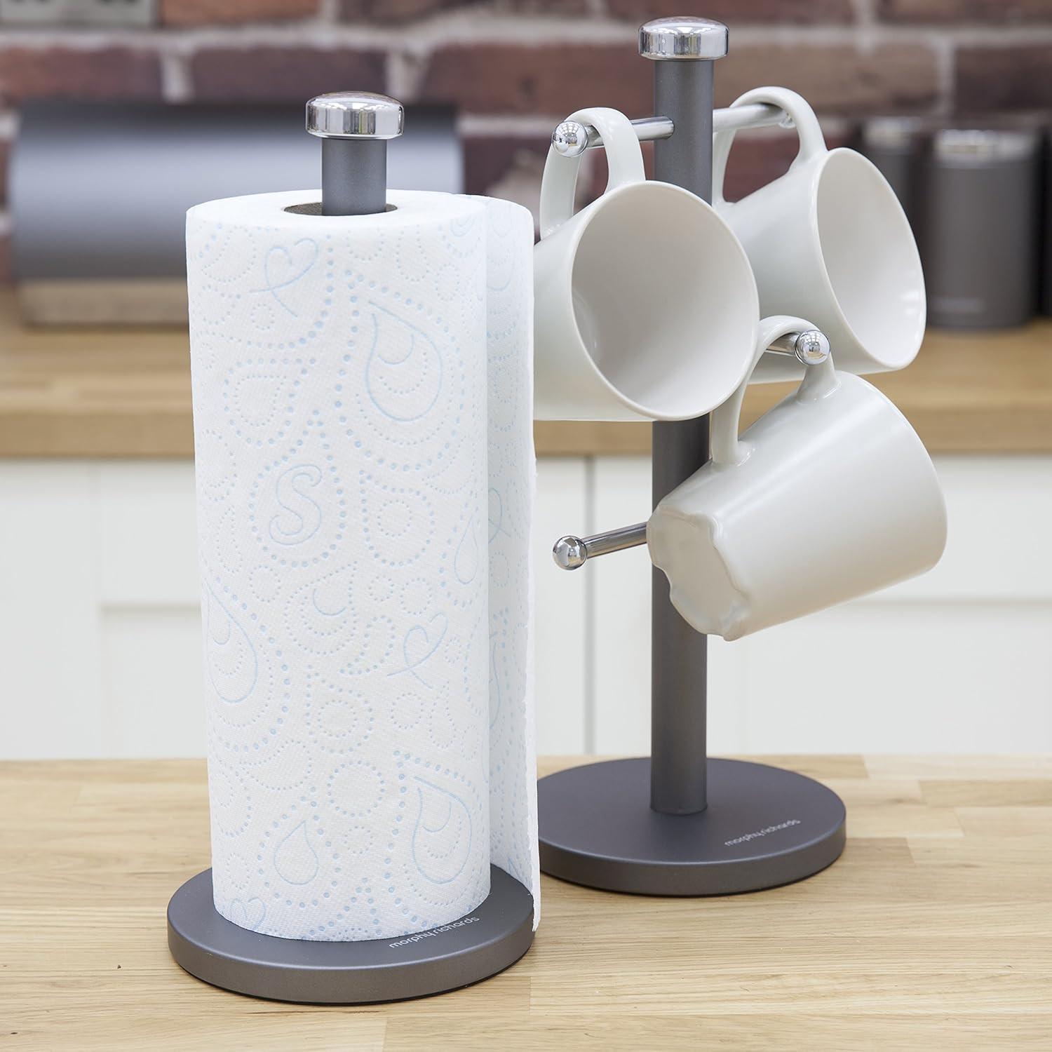 Morphy Richards Accents Bread Bin, Canisters, Towel Pole & Mug Tree Kitchen Set 974113 (Grey).