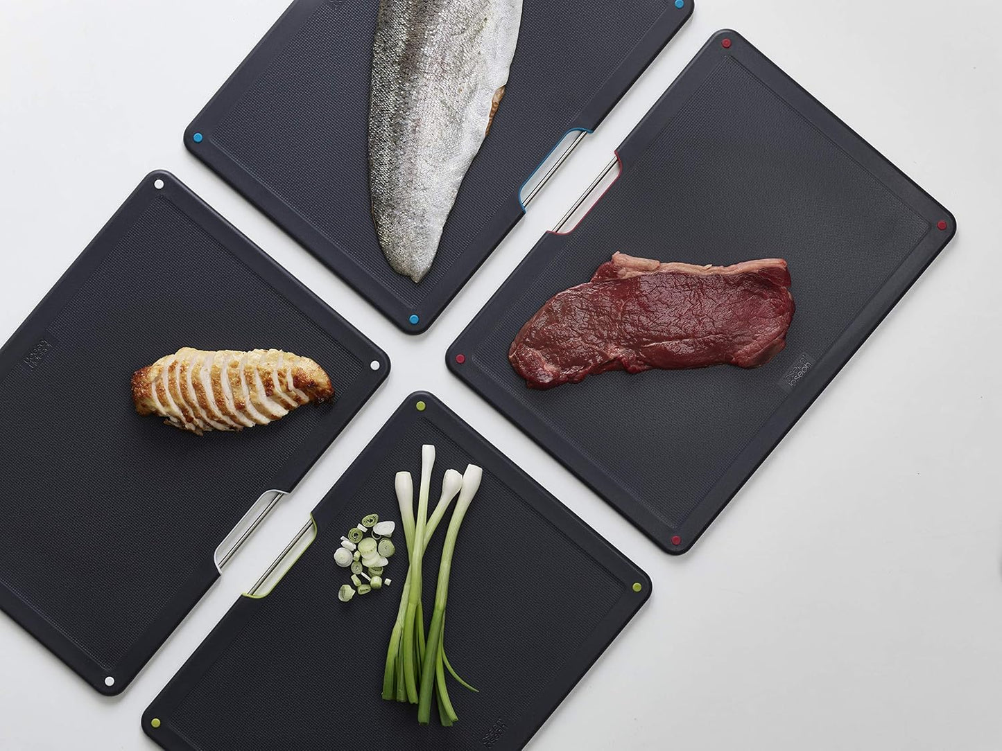 Joseph Joseph Folio 4-Piece Colour-Coded Chopping Board Set, Stainless-Steel Case, Large | 60170