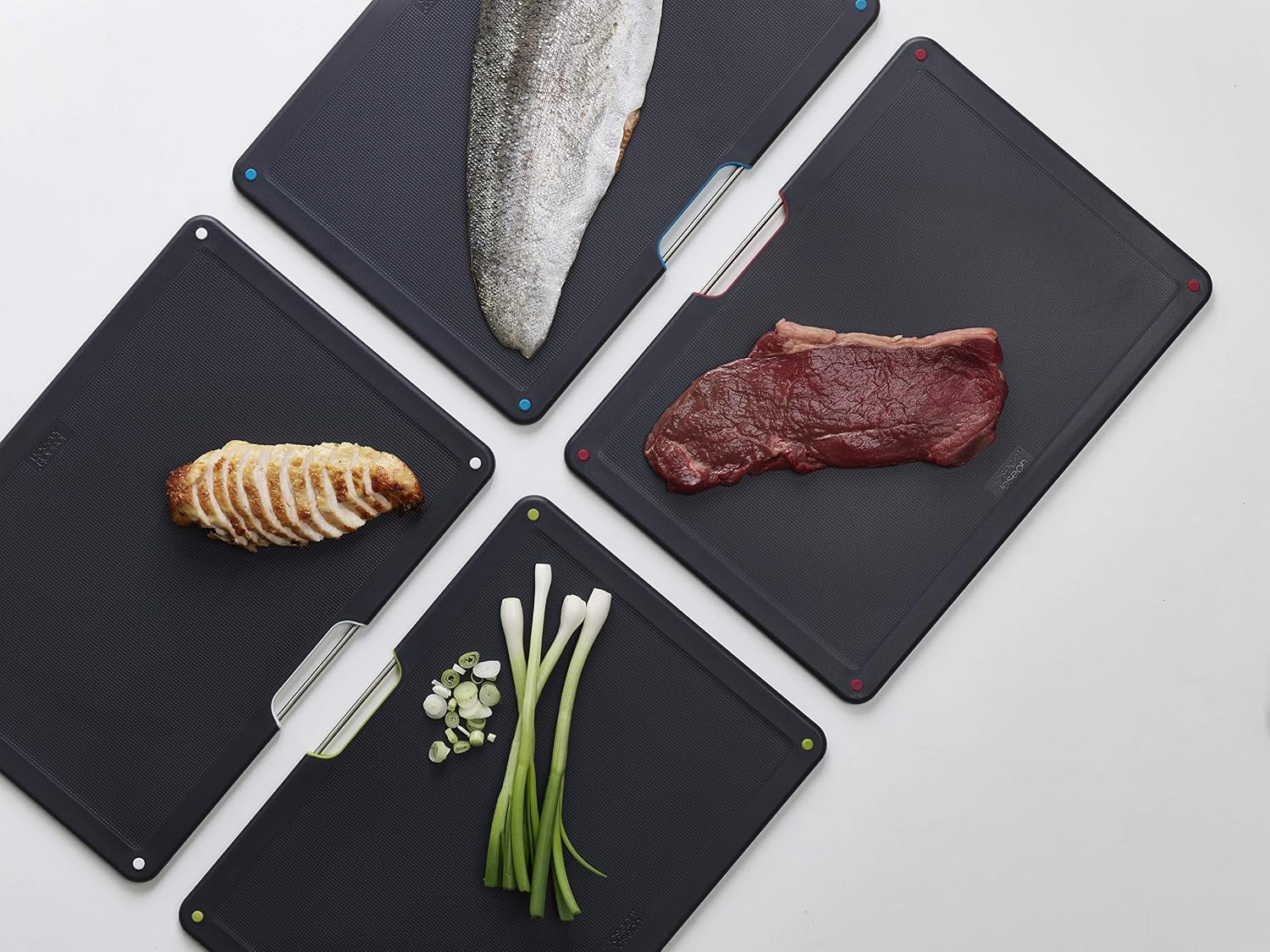 Joseph Joseph Folio 4-Piece Colour-Coded Chopping Board Set, Stainless-Steel Case, Large | 60170