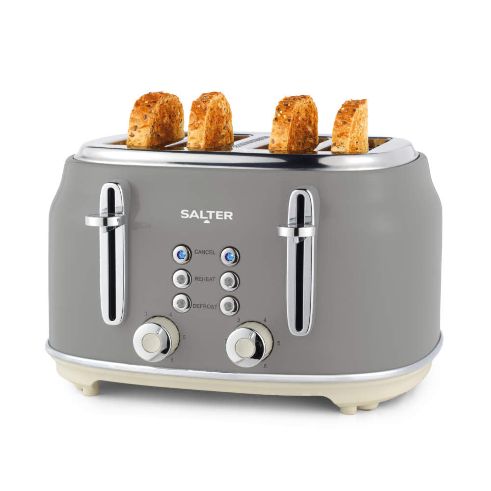 Salter Salter Retro Kettle & 4 Slice Toaster Kitchen Set (Grey)