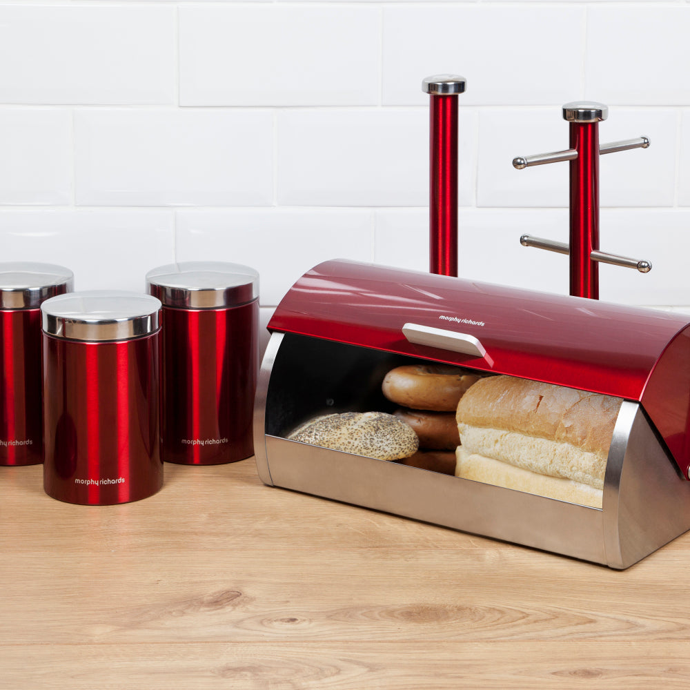 Morphy Richards Accents 6pcs Red Bread Bin, Canisters Storage Kitchen Set 974100