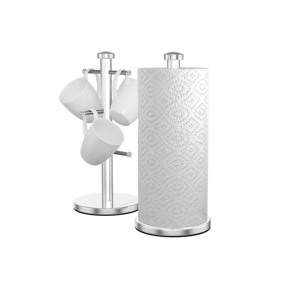 Morphy Richards Accents Bread Bin, Canisters, Towel Pole & Mug Tree Kitchen Set 974104 (Silver).