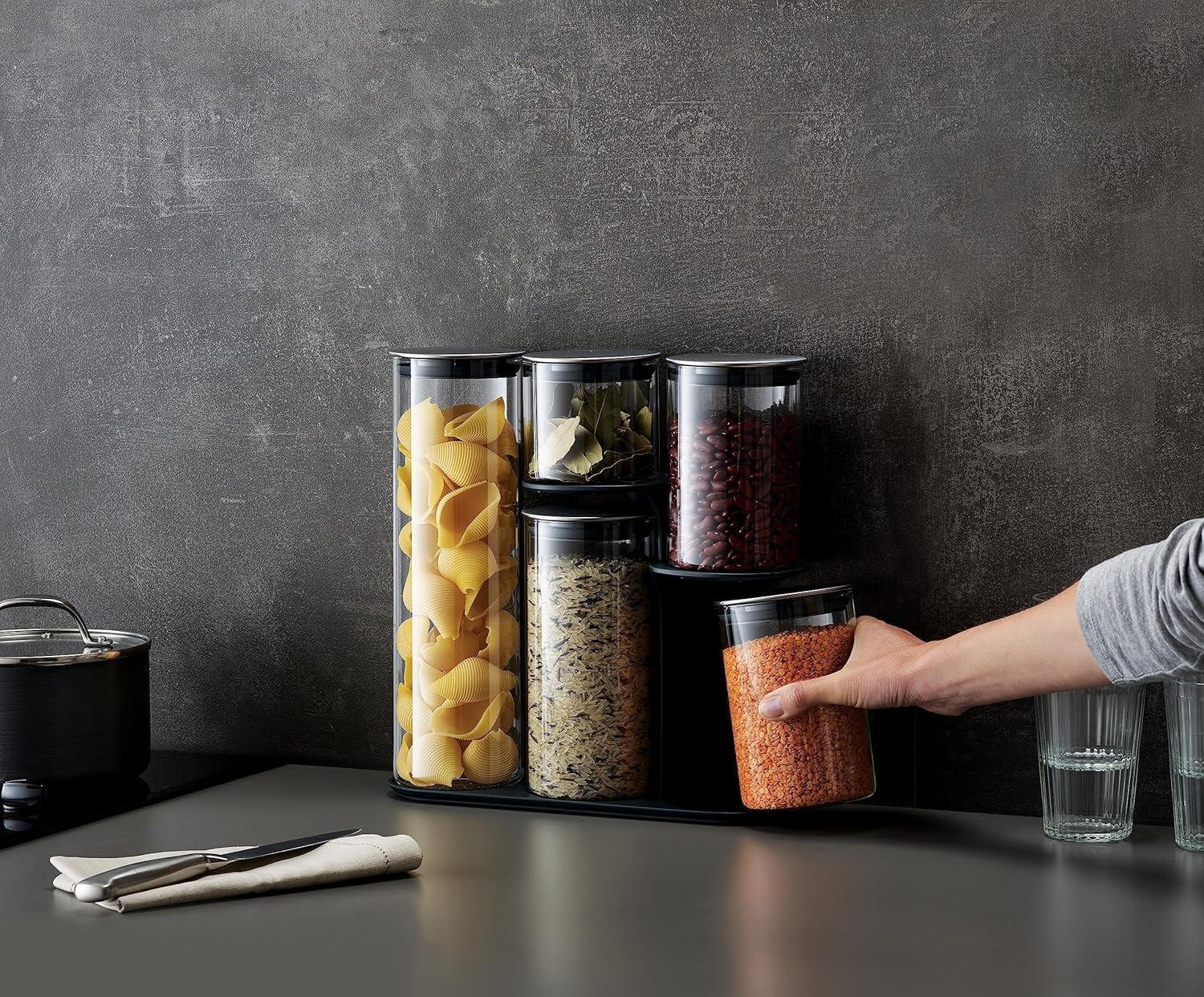 Joseph Joseph 5-piece Podium Airtight Kitchen Food Storage Set 95035 (Steel) - Vibe Home