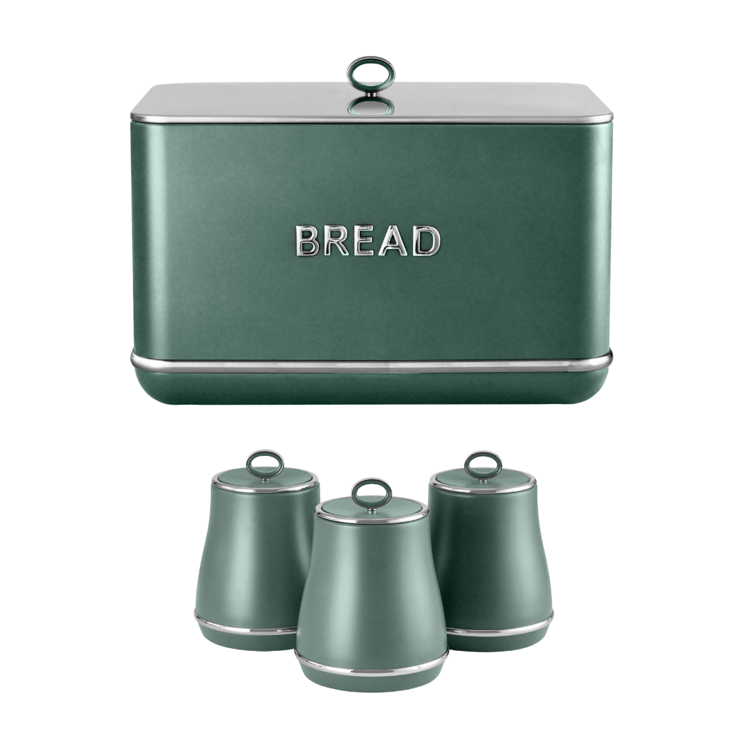 Tower Renaissance Bread Bin & Canisters Kitchen Set (Forest Green)