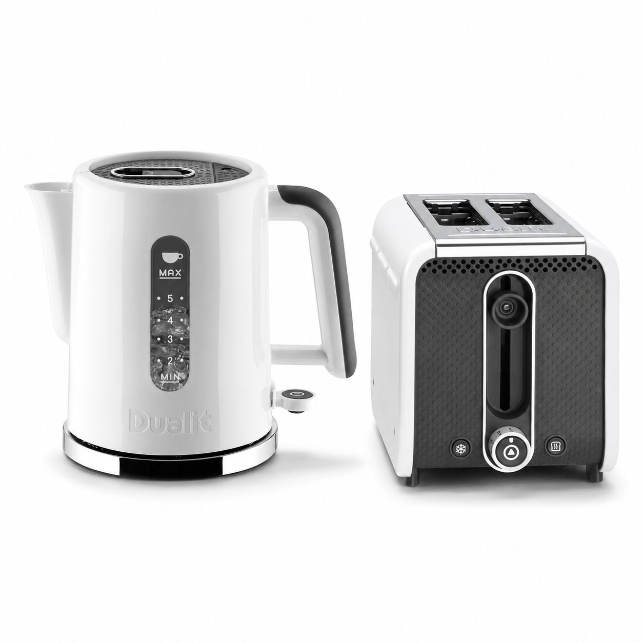 Dualit Dualit Studio Kettle & 2 Slice Toaster Kitchen Set (White & Light Grey)