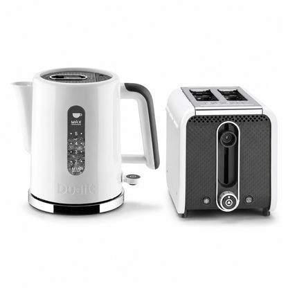 Dualit Dualit Studio Kettle & 2 Slice Toaster Kitchen Set (White & Light Grey)