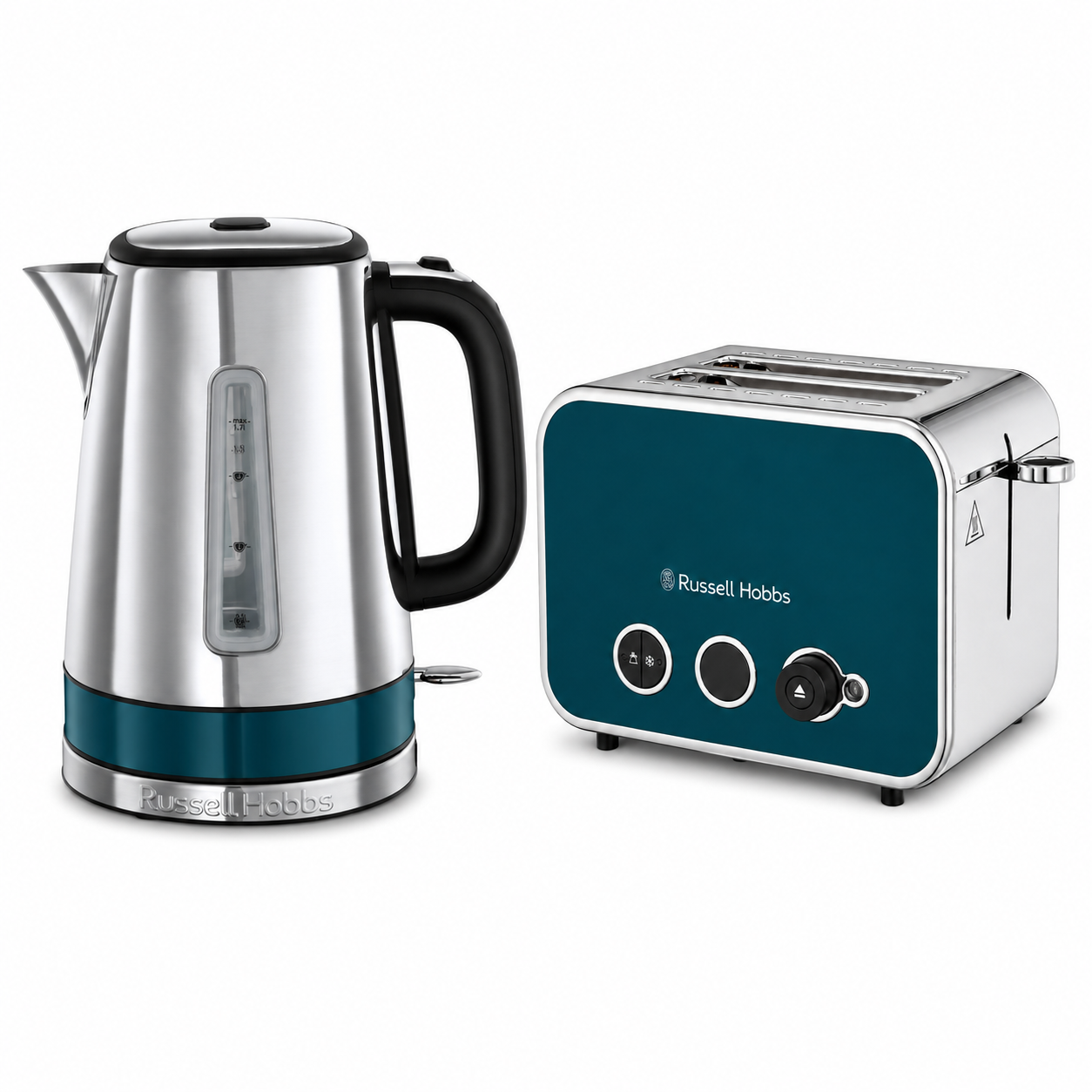 Russell Hobbs Distinctions Jug Kettle & 2 Slice Toaster Kitchen Set (Ocean Blue)
