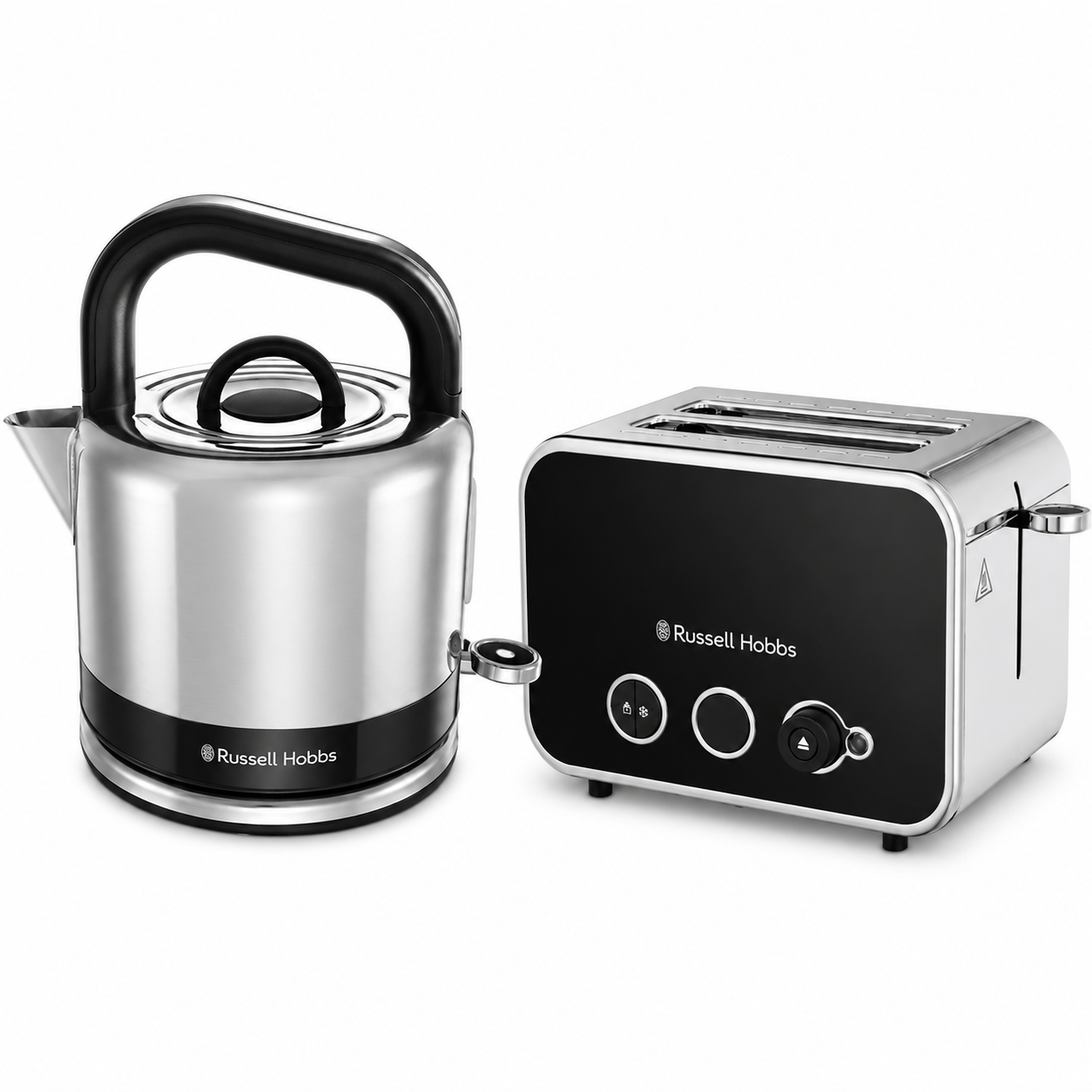 Russell Hobbs Distinctions Pyramid Kettle & 2 Slice Toaster Kitchen Set (Black)