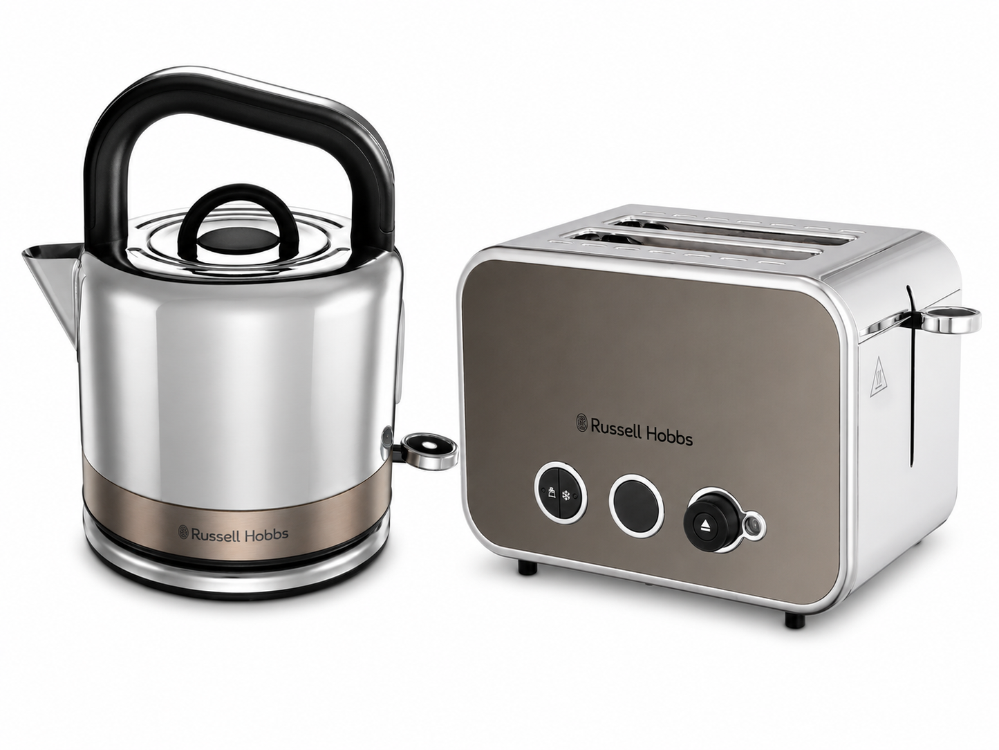 Russell Hobbs Distinctions Pyramid Kettle & 2 Slice Toaster Kitchen Set (Titanium)