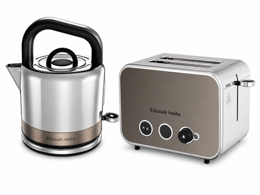 Russell Hobbs Russell Hobbs Distinctions Pyramid Kettle & 2 Slice Toaster Kitchen Set (Titanium)