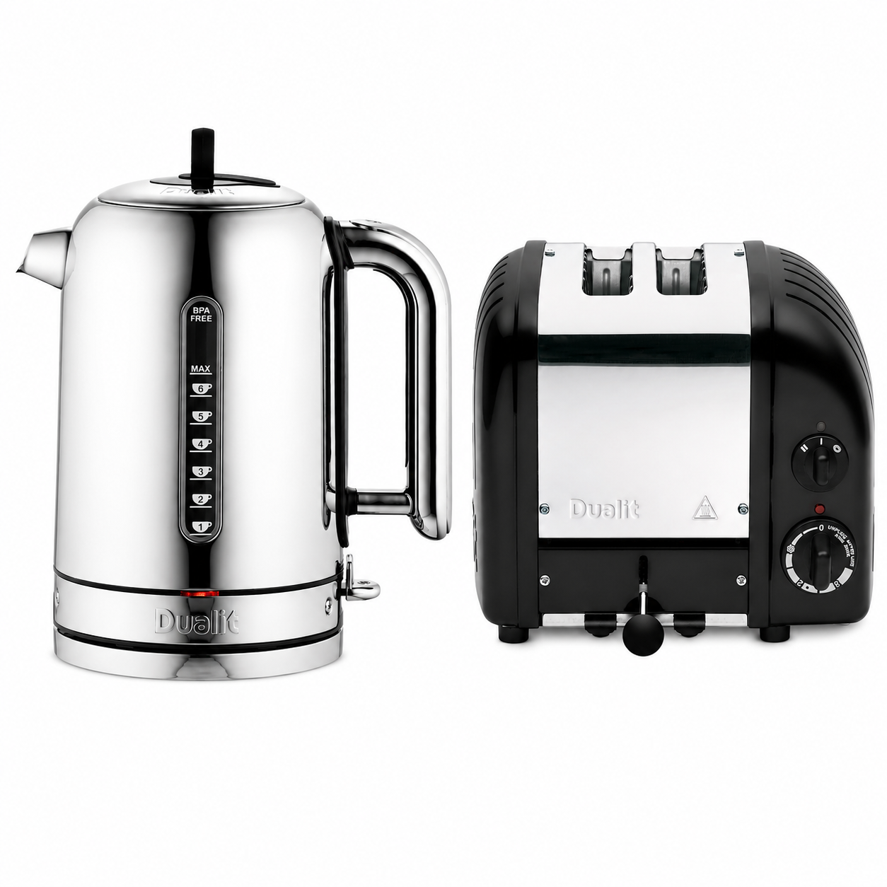 buy Dualit Classic Silver Kettle & 2 Slice Vario AWS Black Toaster Kitchen Set