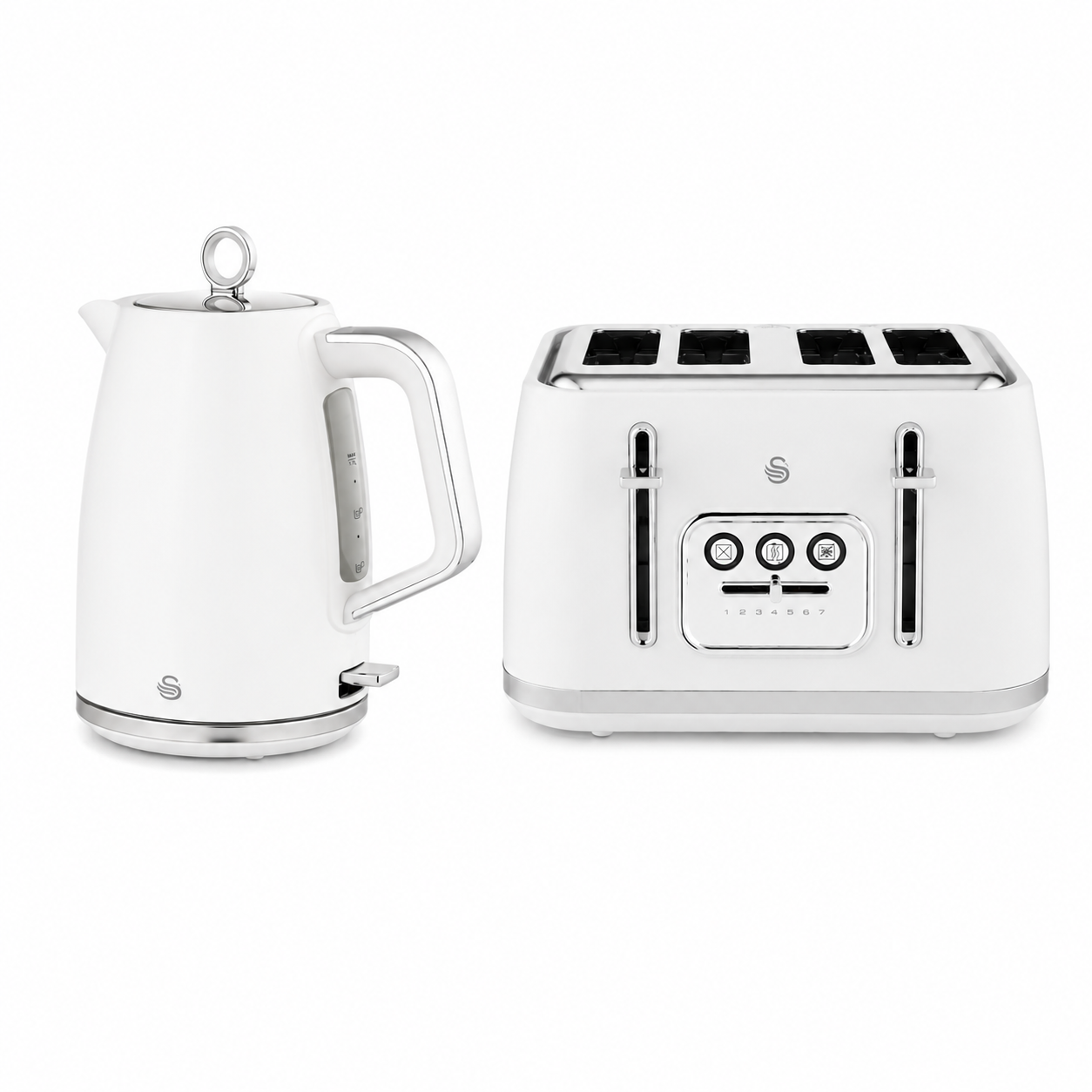 Swan Swan Serenity Kettle & 4 Slice Toaster Kitchen Set (White)