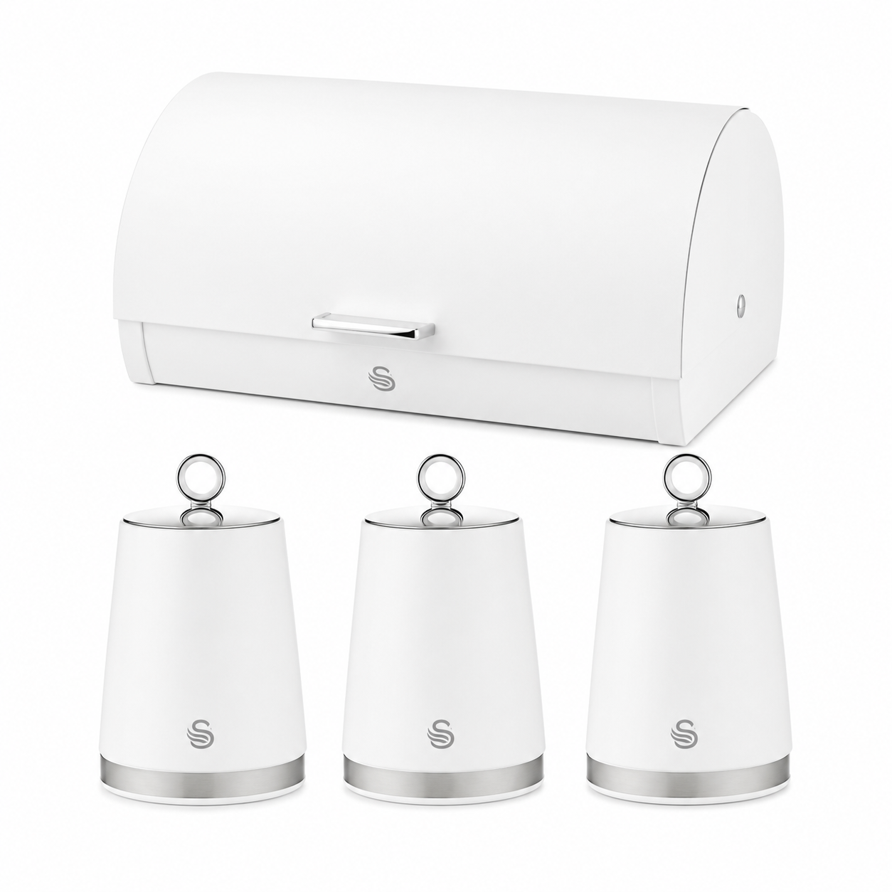 Swan Swan Serenity Bread Bin & Canisters Kitchen Storage Set (White)