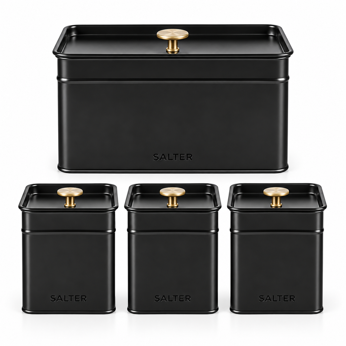 Salter Salter Alchemy Bread Bin & Canister Kitchen Storage Set (Black/Gold)