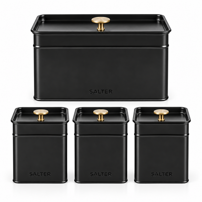 Salter Salter Alchemy Bread Bin & Canister Kitchen Storage Set (Black/Gold)