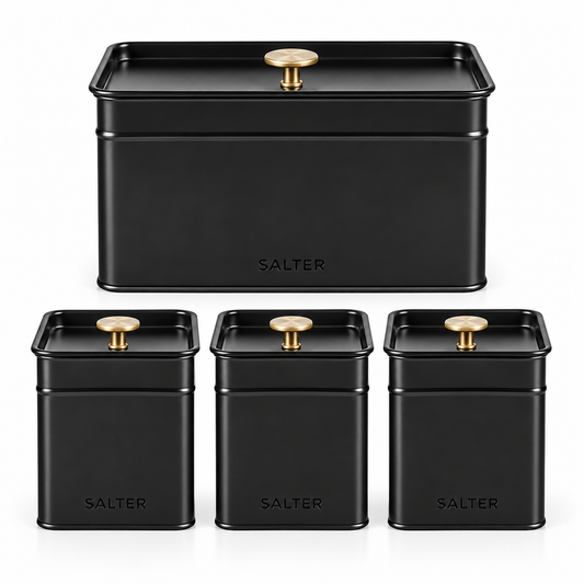Salter Salter Alchemy Bread Bin & Canister Kitchen Storage Set (Black/Gold)