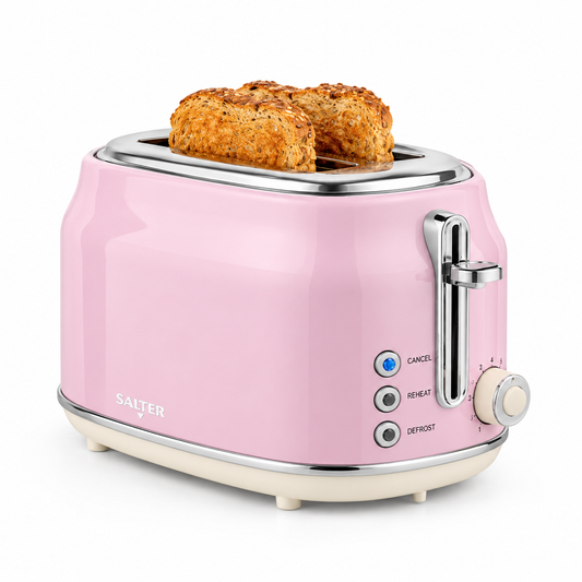 Salter Salter Retro Kettle, 2 Slice Toaster & Canisters Kitchen Set (Pink)