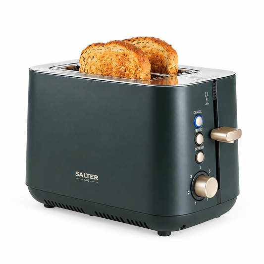 Salter Salter Marino Kettle, 2 Slice Toaster, Bread Bin & Canister Kitchen Set (Grey/Blue)