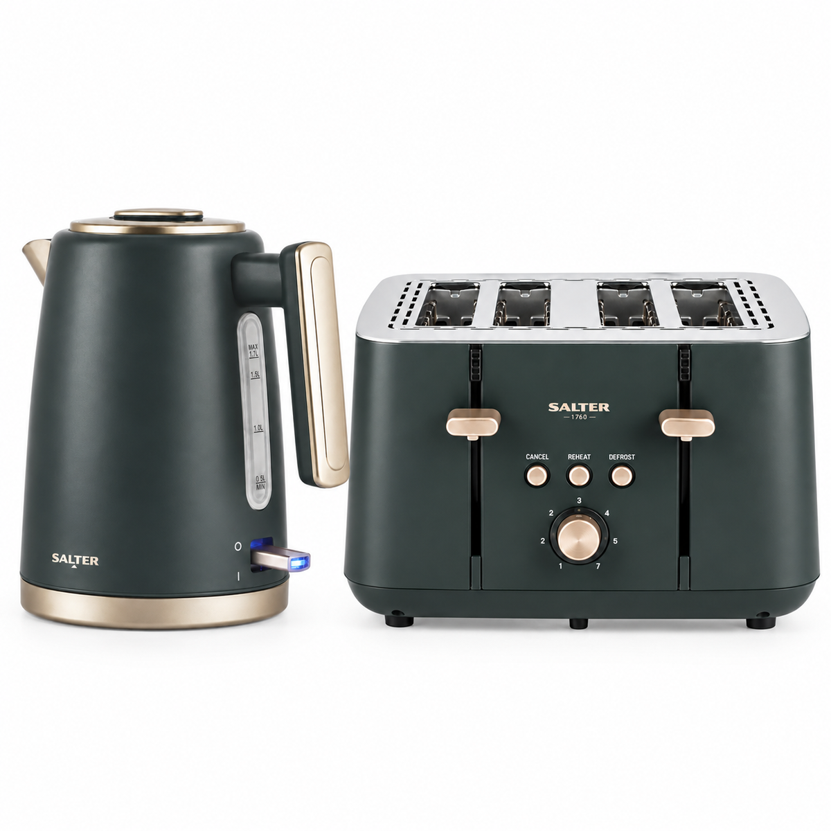 Salter Salter Marino Kettle & 4 Slice Toaster Kitchen Set (Grey/Blue)