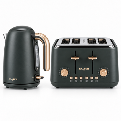 Salter Pebble Kettle & 4 Slice Toaster Kitchen Set (Charcoal)
