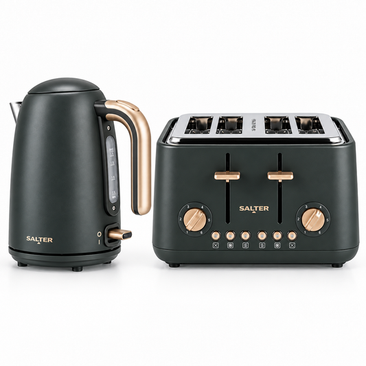Salter Salter Pebble Kettle & 4 Slice Toaster Kitchen Set (Charcoal)