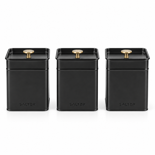 Salter Salter Alchemy Kettle, 4 Slice Toaster & Canisters Kitchen Set (Black/Gold)