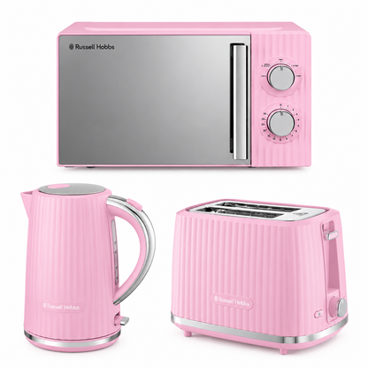 Russell Hobbs Eden Kettle, 2 Slice Toaster & Microwave Kitchen Set (Raspberry)