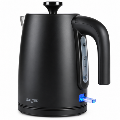 Salter Kuro Kettle, 4 Slice Toaster, Bread Bin, Canisters, Towel Pole Set (Matte Black)