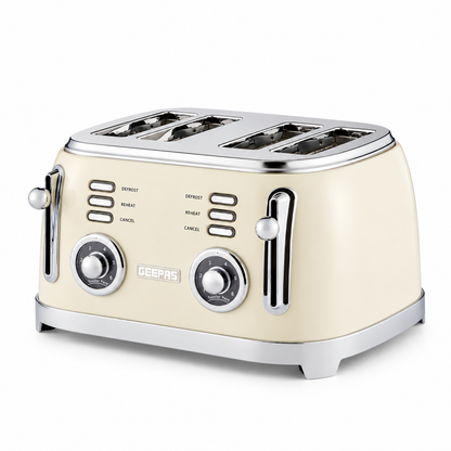 GEEPAS Retrovive 4 Slice Toaster GBT36564UK-CR (Vintage Cream)