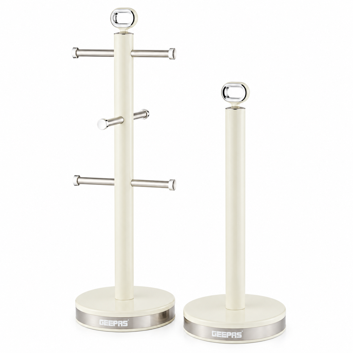 GEEPAS Retrovive Mug Tree & Towel Pole Set GCS63083UK-CR (Cream)
