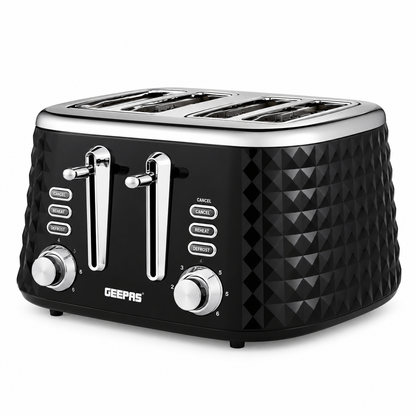 GEEPAS Argyle 4 Slice Toaster GBT36552UK-BK (Black)