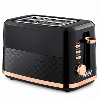 GEEPAS Aurora 2 Slice Toaster 870W GBT36568UK-BK (Black & Rose Gold)