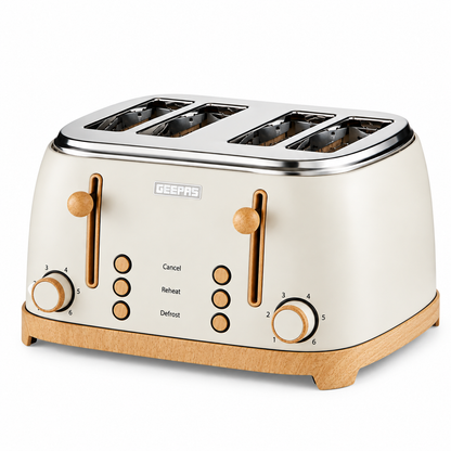 GEEPAS NordiQ 4 Slice Toaster GBT36561UK-CR (Cream)